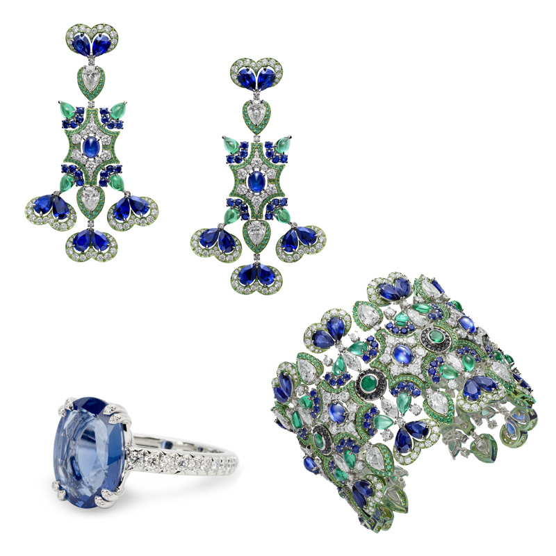 Серьги, браслет и кольцо, все Chopard Haute Joaillerie