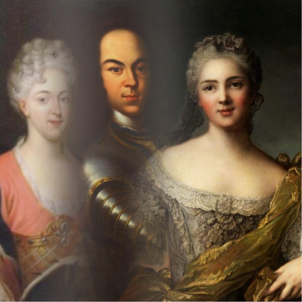 В коллаже использованы: Портрет принцессы Брауншвейнг-Вольфенбюттельской; портрет царевича Алексея Петровича - неизвестный художник; женский портрет художника Ж. М. Натье