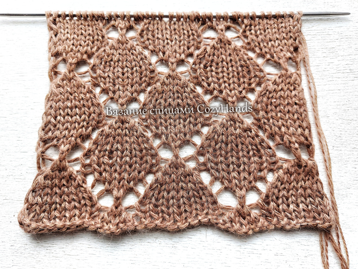 Красивый ажурный узор спицами