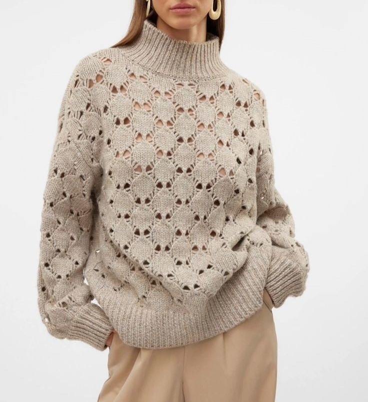 Шерстяной свитер с ажурным узором от бренда Vero Moda