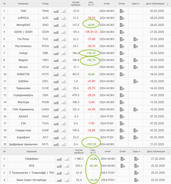 Динамика чистой прибыли по итогам 2024 года. Источник: smart-lab.ru