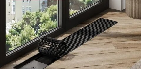 Водяной внутрипольный конвектор вмонтированный в пол