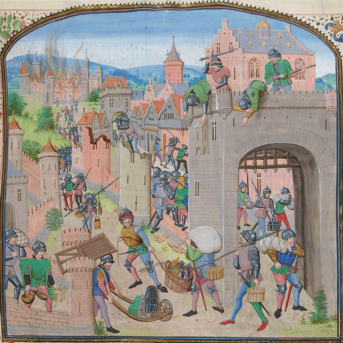 The Tard-Venus pillage Grammont in 1362, from Froissart's Chronicles.
