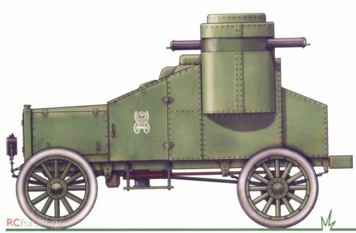 Чертёж-схема бронеавтомобиля Фиат-Омский. Фотография с сайта RCforum.ru, находится в свободном доступе.