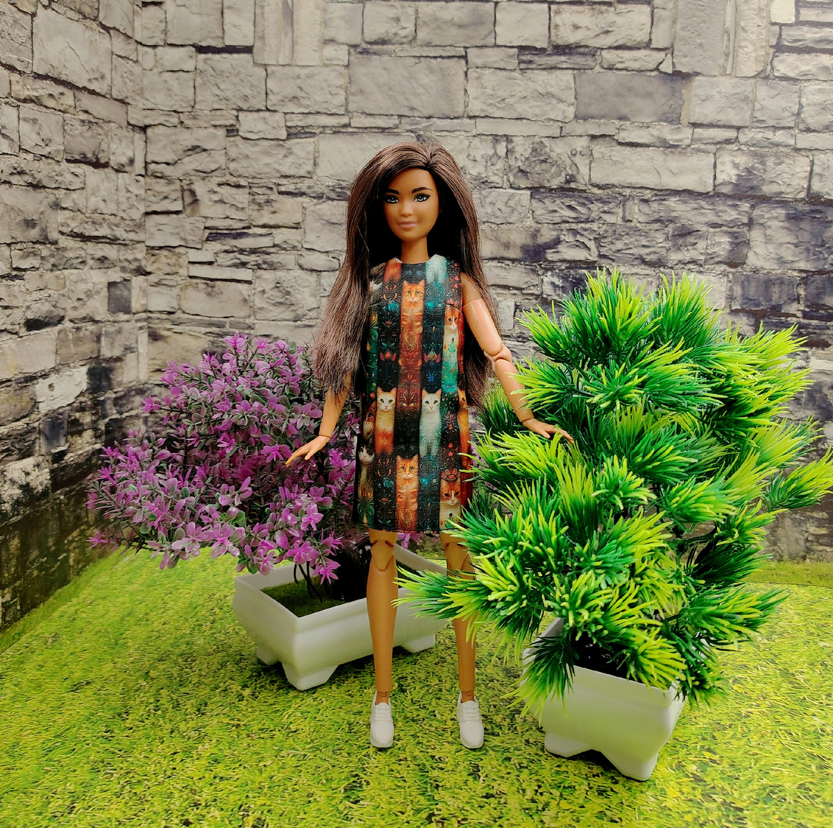 Barbie fashionistas 140 на теле петитки Карлы в платье моего пошива