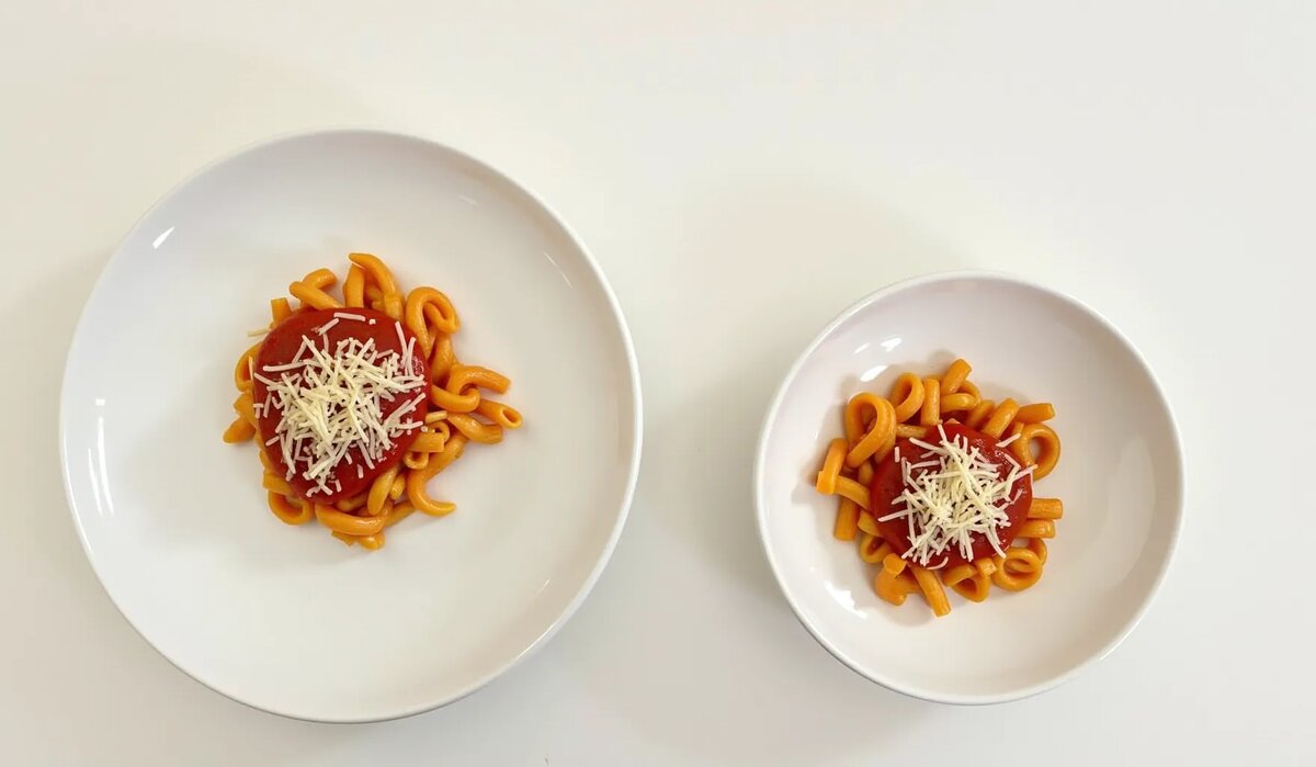 Одна и та же порция но разные тарелки