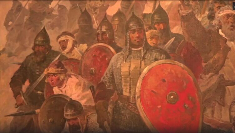    Н. А. Ращектаев, фрагмент диорамы «Оборона Козельска 1238», 1988 г. Кадр из видео «История в деталях и путешествиях с Геннадием Жигаревым»