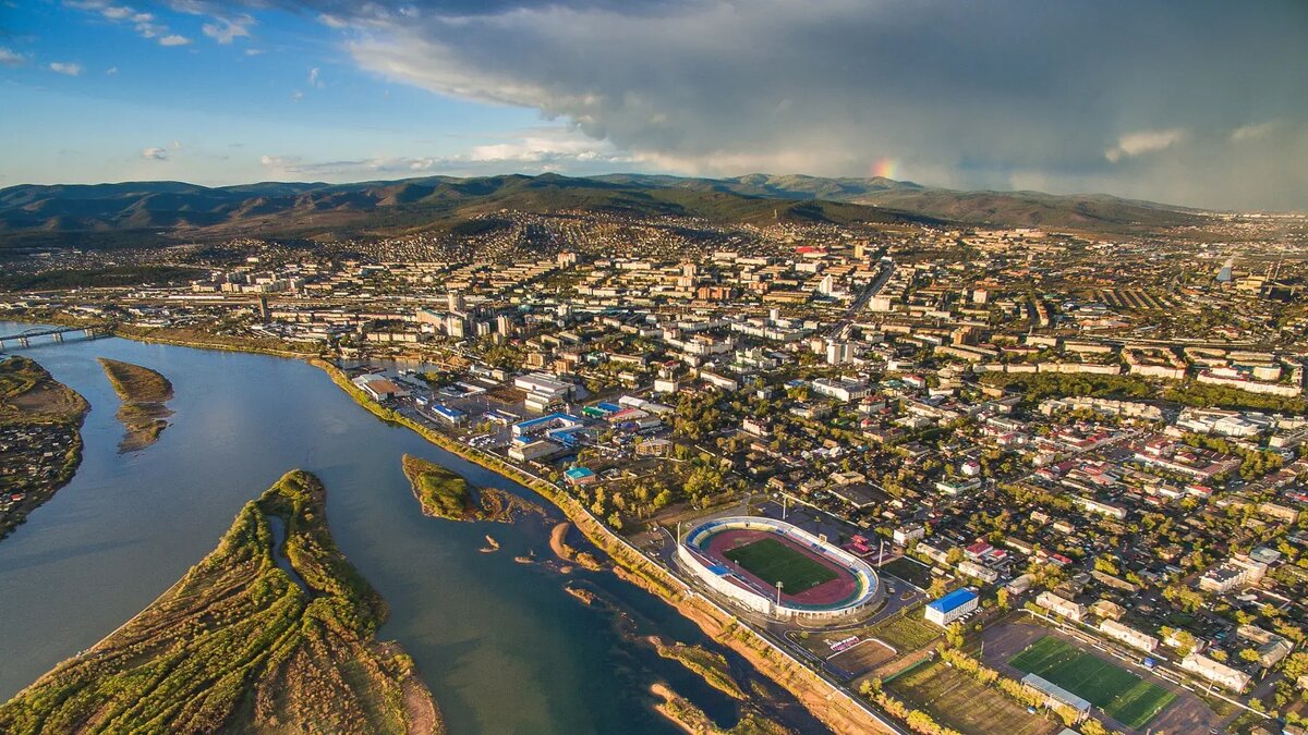 Вид на город Улан-Удэ с высоты