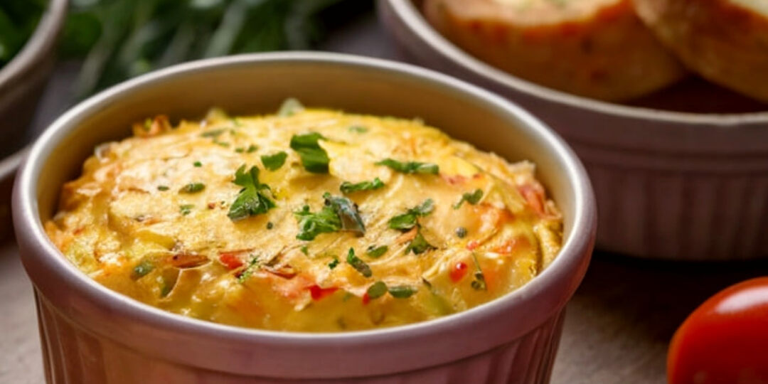 Как приготовить пышный порционный омлет с овощами. Пошаговый рецепт.