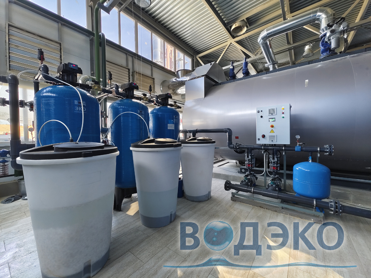 Пример расположения установки умягчения АКВАФЛОУ рядом с котлом