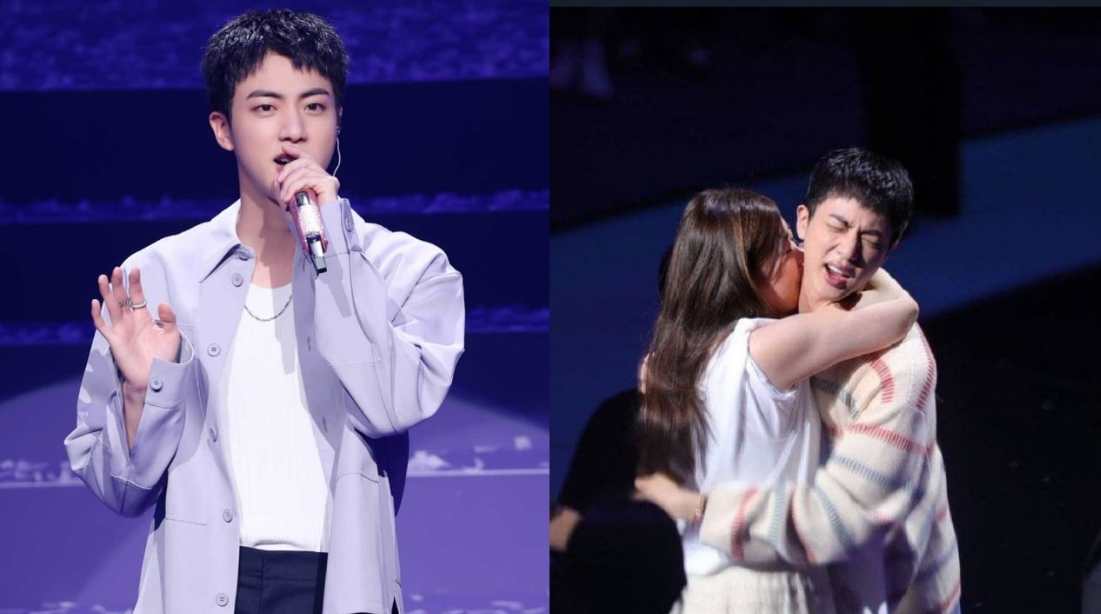 На мероприятии после его возвращения из армии, где 1000 фанатов получили шанс обнять его, одна из них внезапно набросилась с поцелуями 