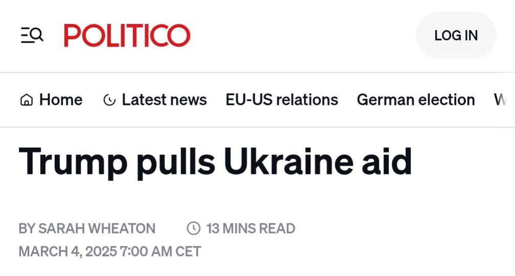 Politico: Вслед за США Европа приостанавливает военную помощь Украине на 20 миллиардов евро из-за жёсткой позиции Венгрии