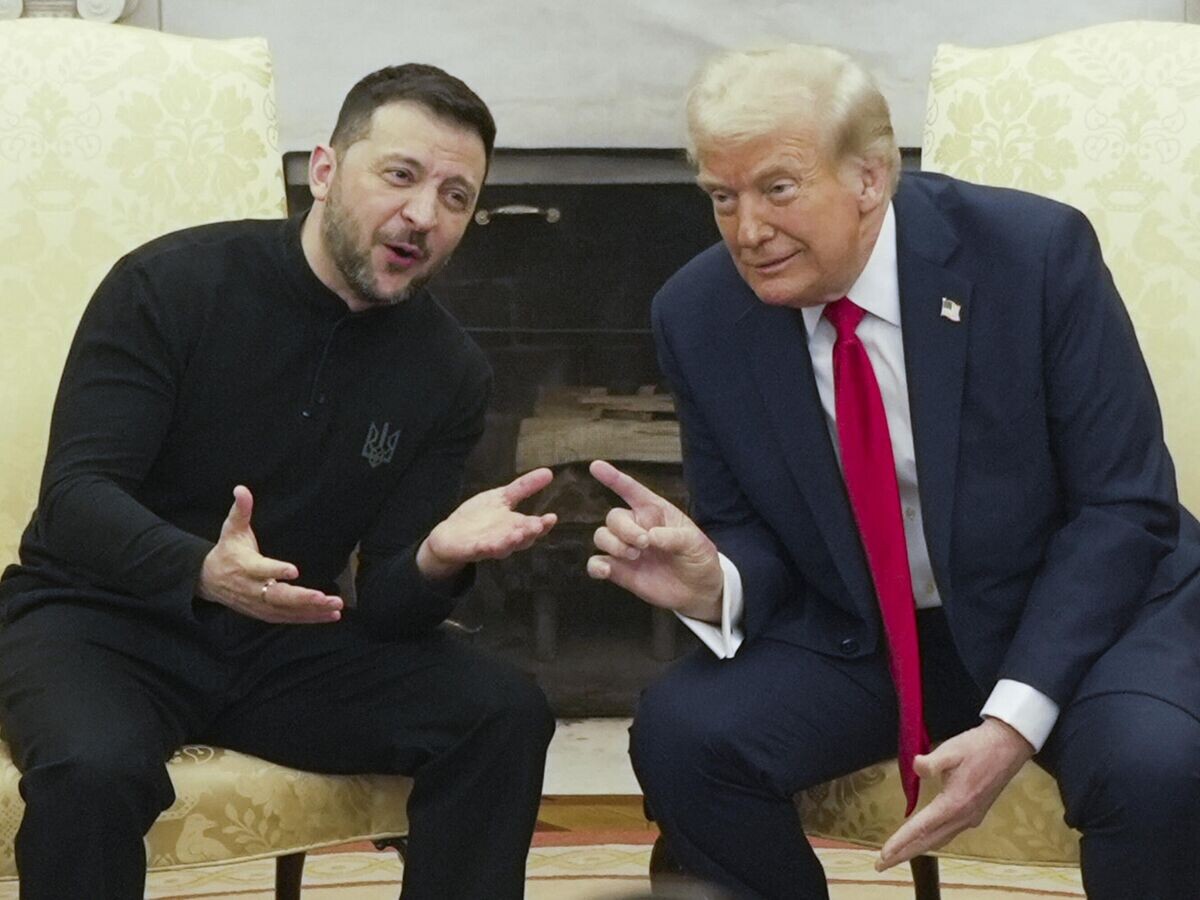    Президент США Дональд Трамп и Владимир Зеленский во время встречи в Вашингтоне© AP Photo / Mystyslav Chernov