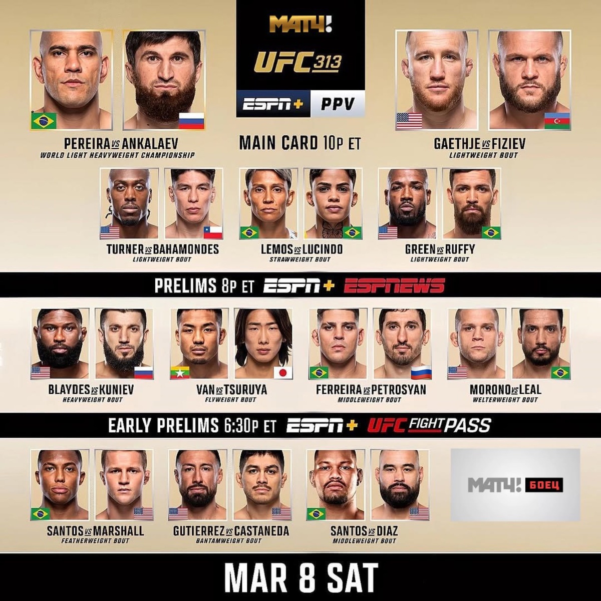 Поединок Перейры и Анкалаева состоится в ночь на 9 марта