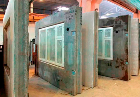 Монтаж СПК в готовые панели на заводе ЖБИ