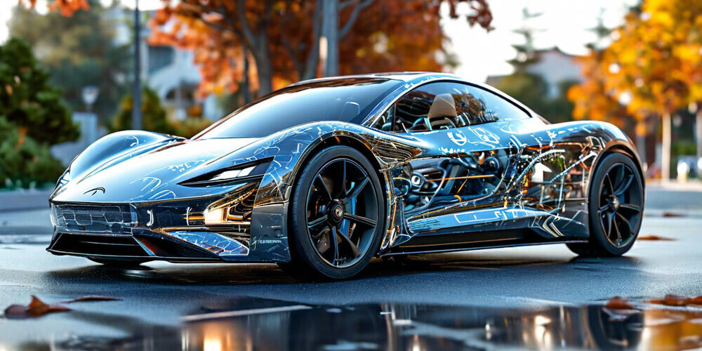    Изображение современных электрических автомобилей, оснащенных электродвигателями и аккумуляторными батареями, обеспечивающих экологически чистое и эффективное движение без использования традиционных двигателей внутреннего сгорания.