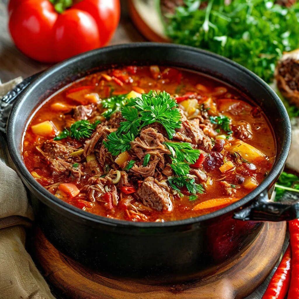 Борщ на мясном бульоне