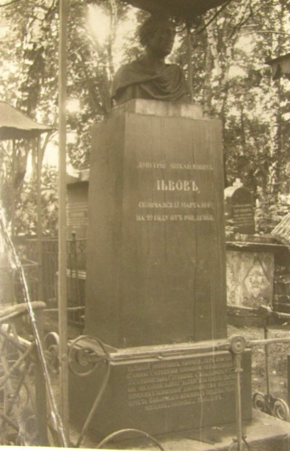 Надгробие Львова Дмитрия Михайловича. Фотограф - А.Т. Лебедев. 1928 год