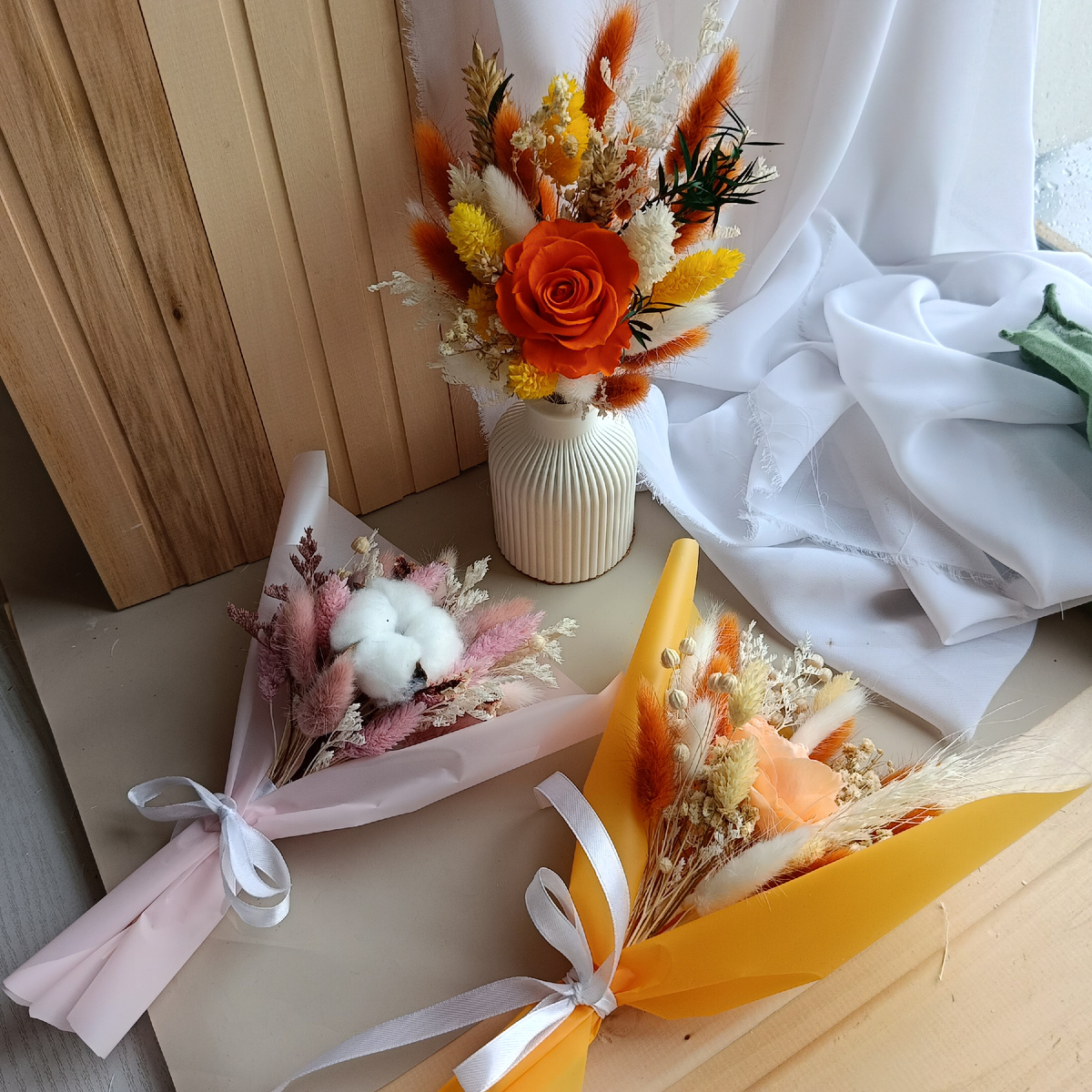 Мини-букеты для подарка к празднику. 