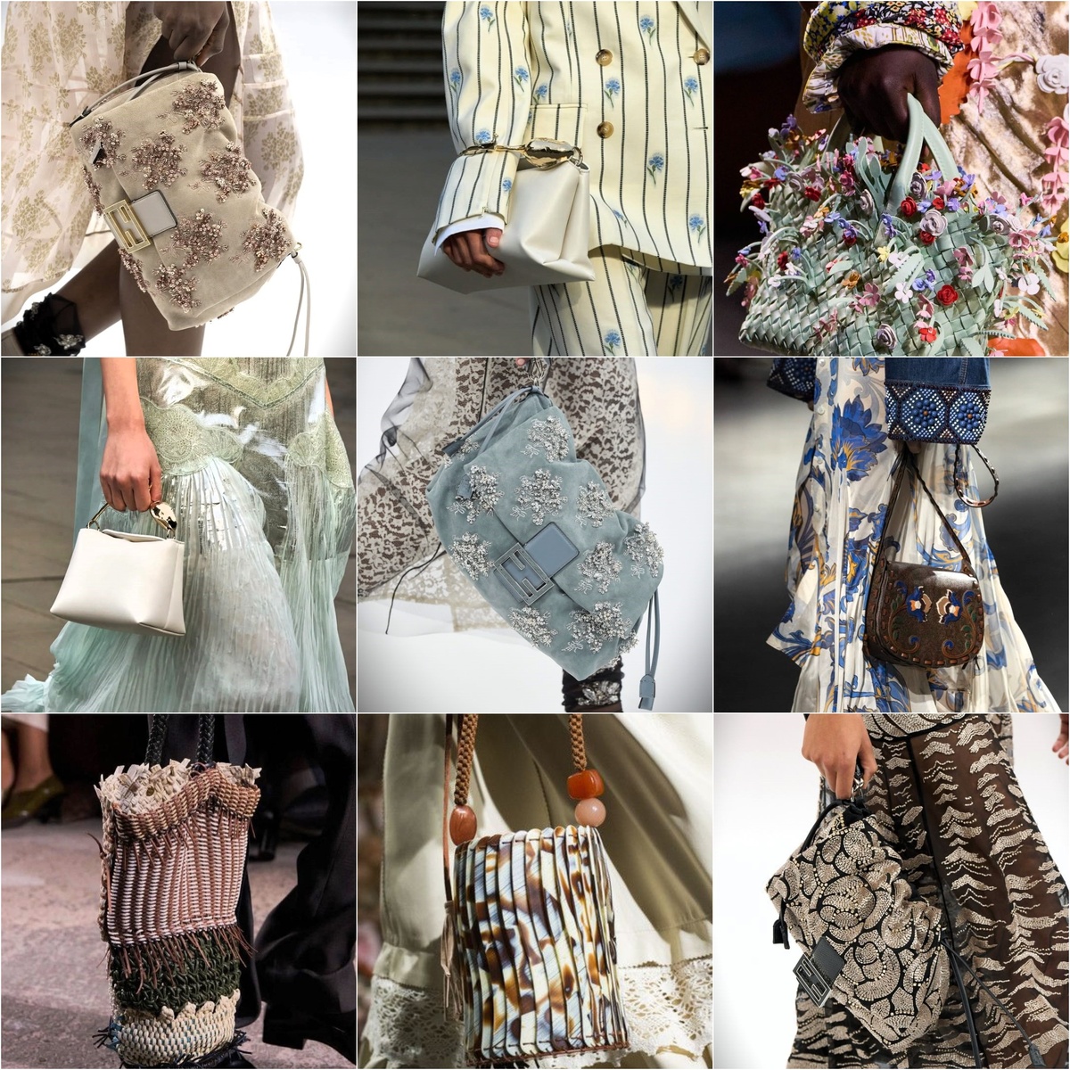 1. Сумки с показов Весна-Лето 2025. Иллюстрации из открытых источников. Коллажи авторские.