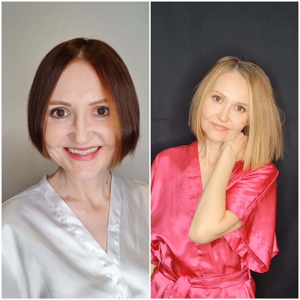 У меня всегда была густота волос ниже среднего. Я была уверена, что это генетика и на неё никак не повлиять. Видимо мои “3 волосины” не совсем зависели от генетики. На фото слева я с короткой стрижкой, чтобы волосы казались визуально гуще. Пригладила. чтобы была видна реальная густота. А так я обычно ставила бигуди-липучки или гофре делала. На фото справа я в настоящее время. У меня появилось много новеньких волосинок, и теперь они торчат дыбом. 
