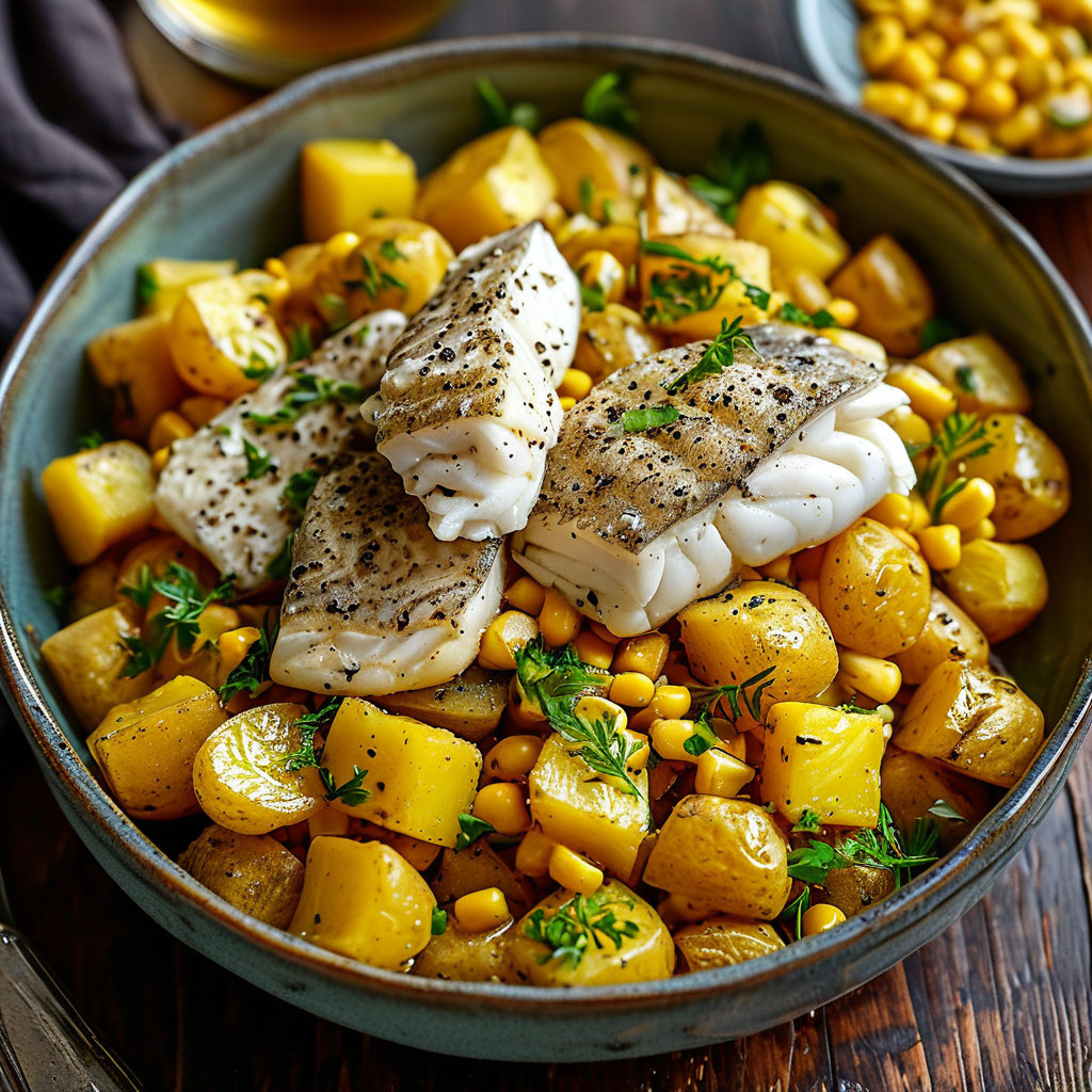 Вкусный и сытный салат из минтая, картофеля и кукурузы
