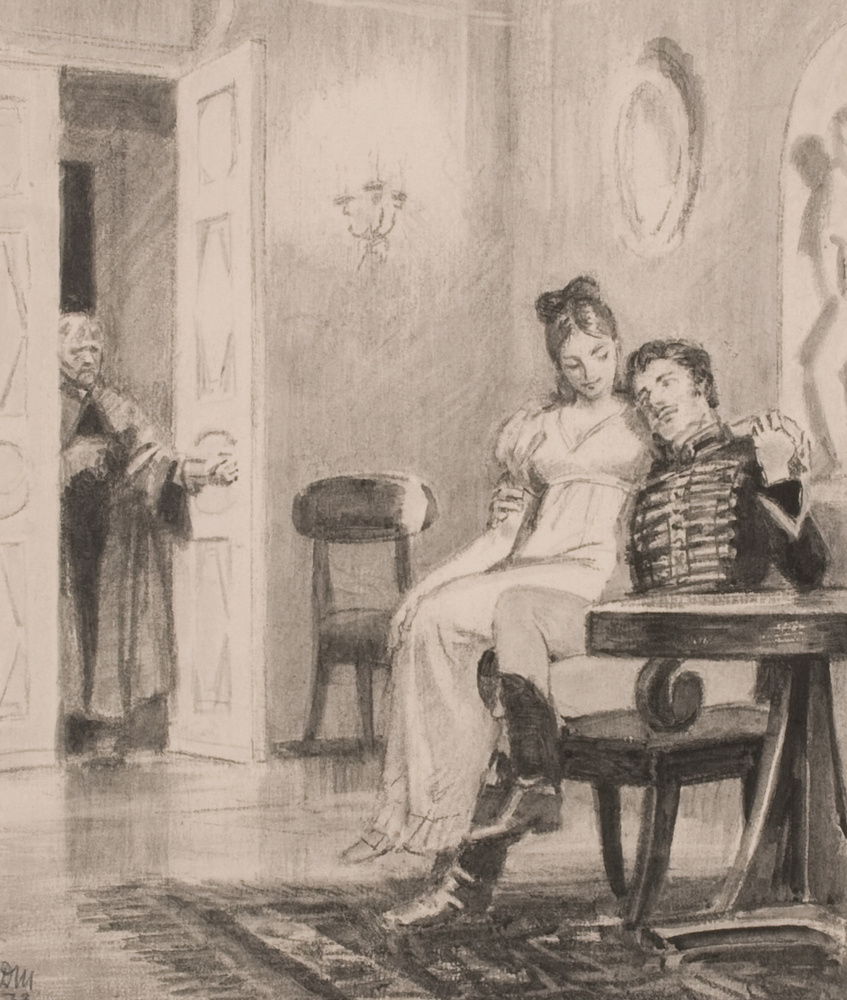 Иллюстрации Дмитрия Шмаринова к повести "Станционный смотритель". 1937 год. Фото - Яндекс-картинки