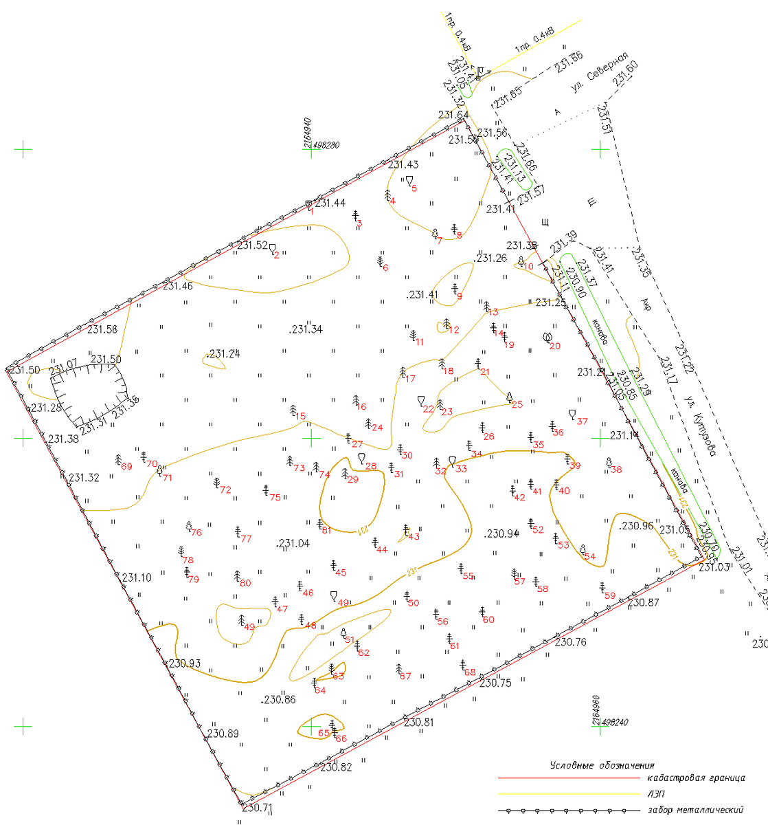 Пример топографической съемки маштаба 1:500