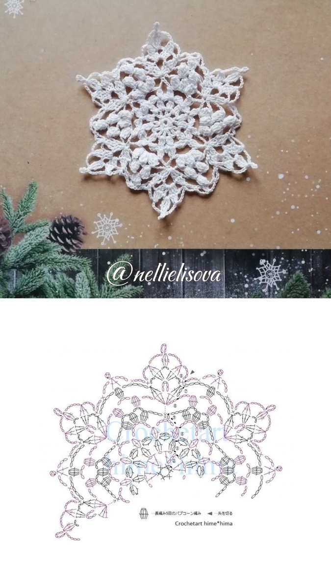 Вязаные крючком Снежинки @nellielisova дизайн hime*hima 