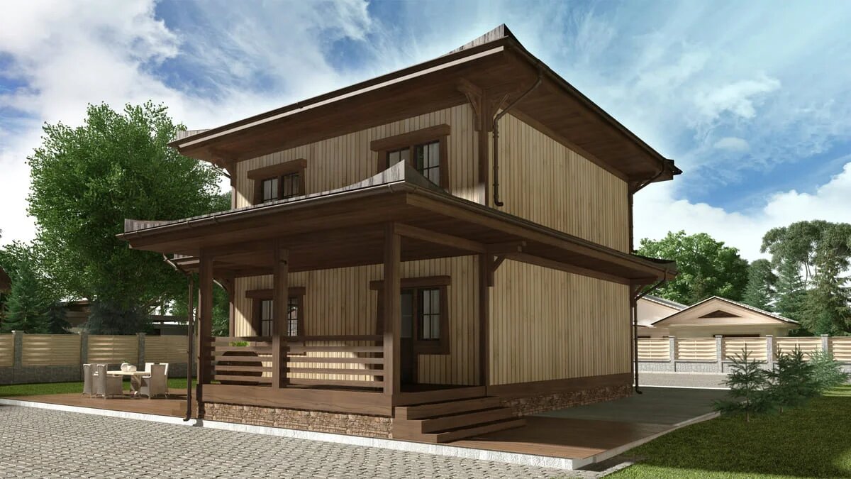 Внешний фасад деревянного дома компании NATURI по проекту "Азия"