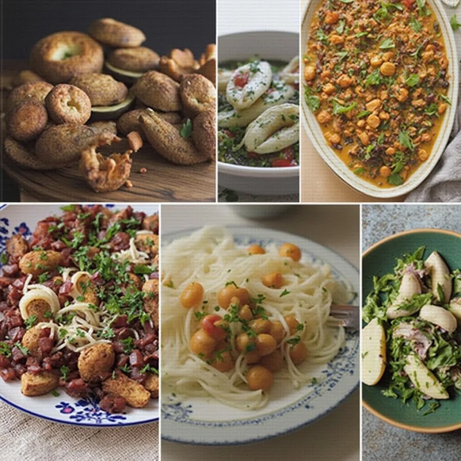    "Разнообразие постных блюд удивляет и поражает. Фото сгенерировано нейросетью Flux Pro по мотивам публикации"