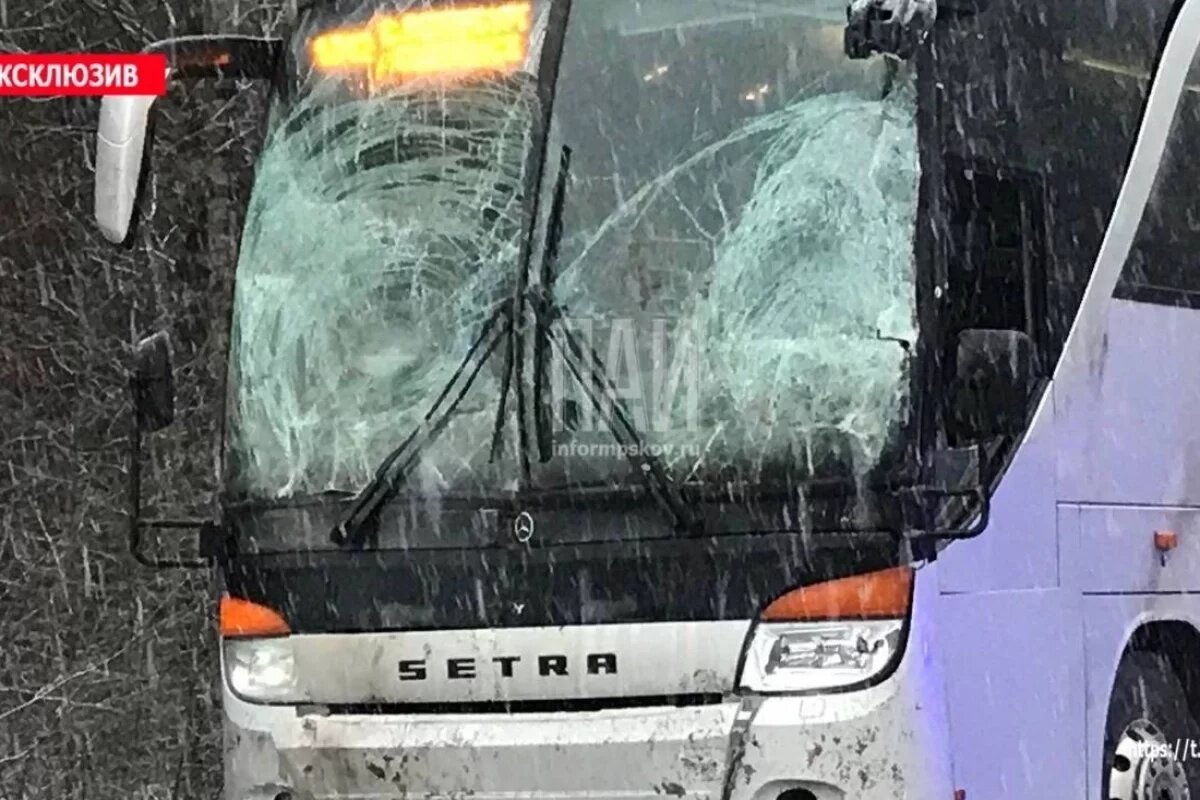    В Усвятском районе большегруз зацепил автобус и вылетел в кювет