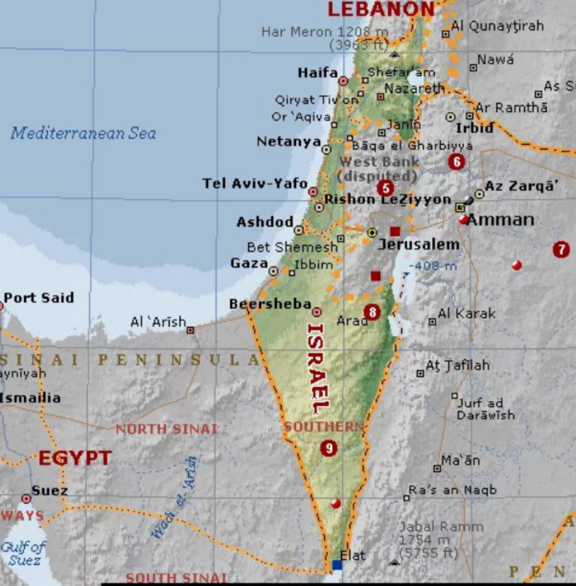 Государство Израиль на карте мира