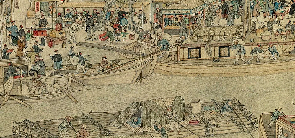 Торговый порт в Древнем Китае. 