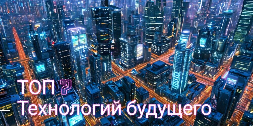    Современный город с элементами умных технологий и роботизации, символизирующий будущее инноваций.
