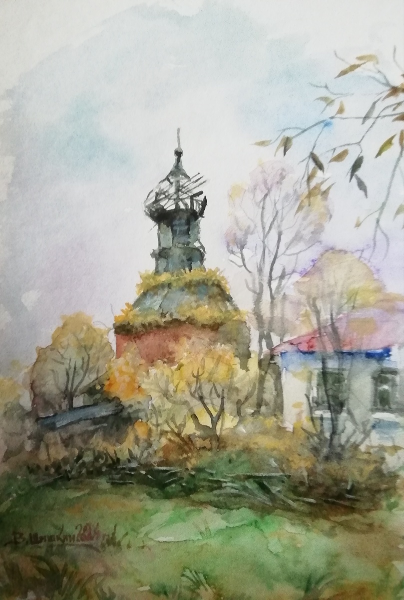 Работы В.Н. Шишкина разных лет: акварель, масло.