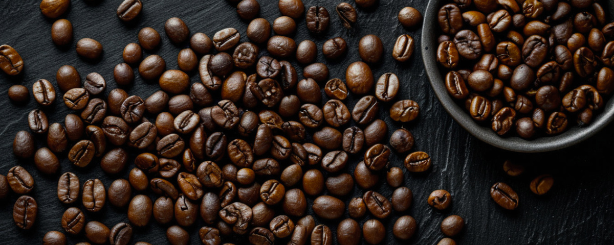 При итальянской обжарке, кофейные зерна приобретают темный цвет и характерный блеск.