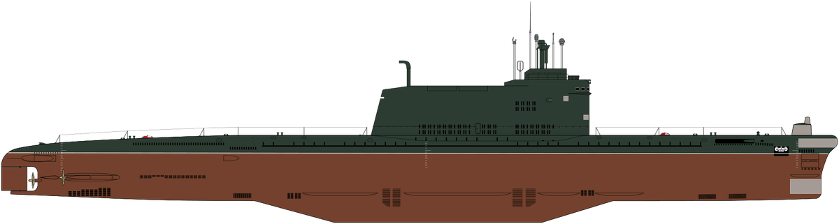 Схема внешнего вида подводной лодки проекта 629Б