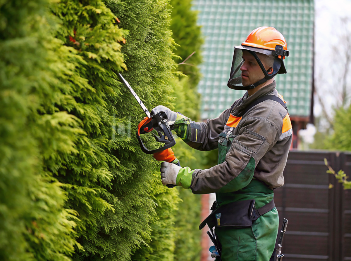 Профессиональная обрезка живой изгороди из туи