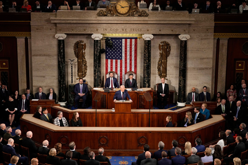 Выступление Дональда Трампа перед Конгрессом
Фото: Ben Curtis / AP / TASS