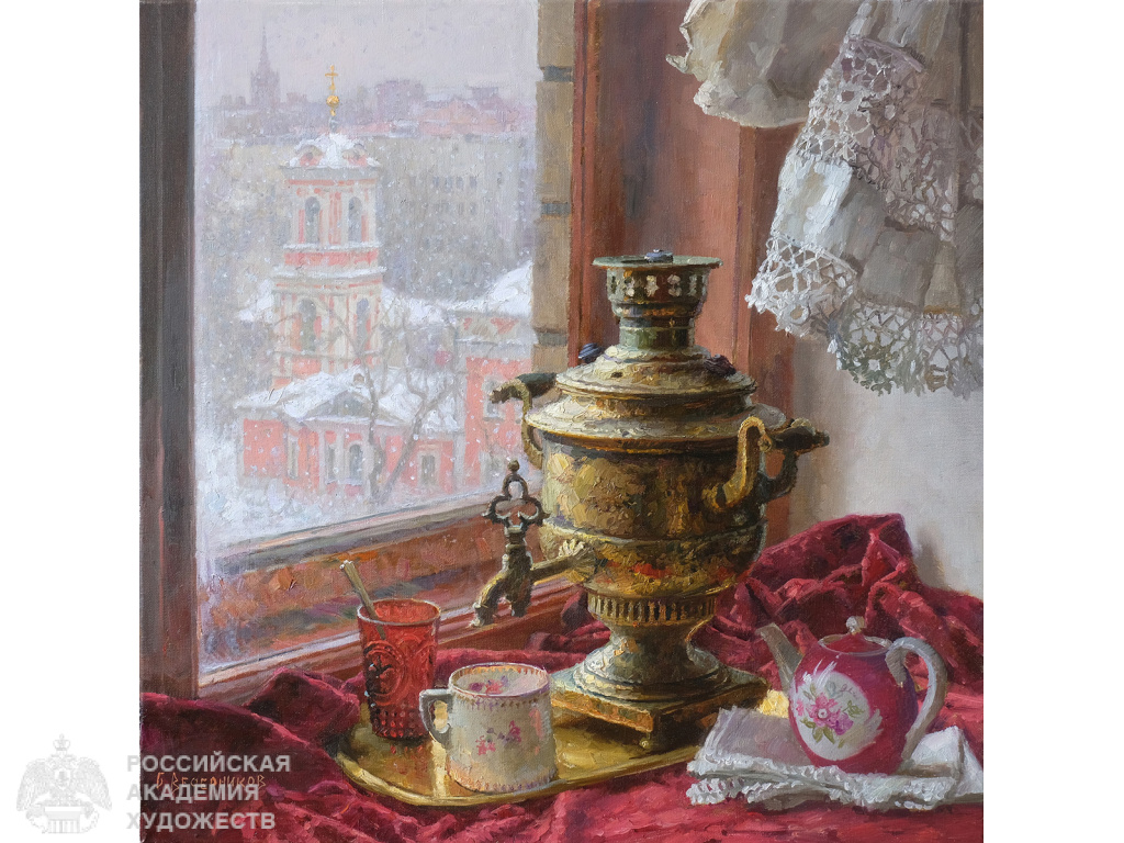 Б.А. Ведерников. В доме на Брюсовом. 2025. Холст, масло. 70х70. Частное собрание.