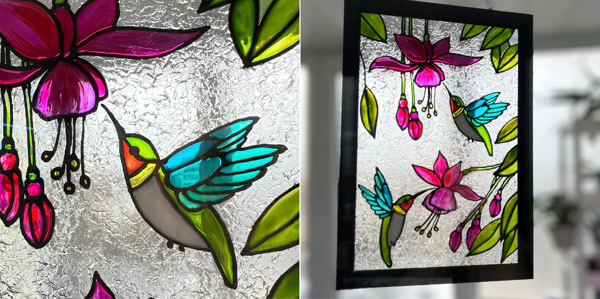 Яркость от витражных красок, матовость-текстурная паста