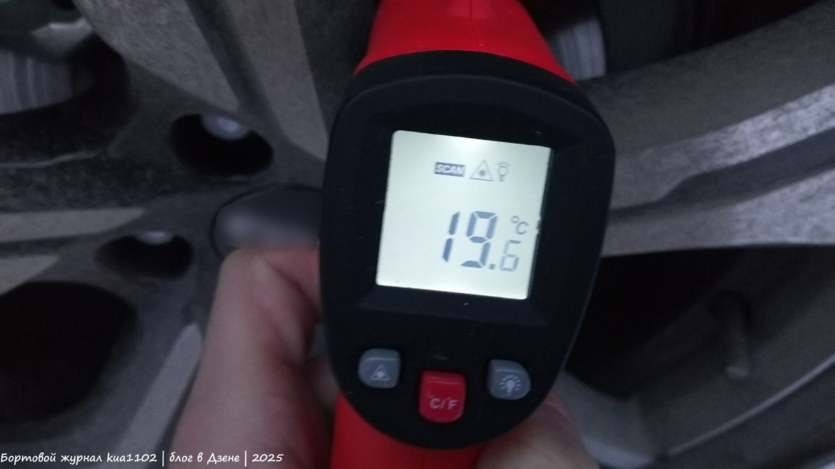 Температура тормозного диска задней оси. Автор фотографии kua1102