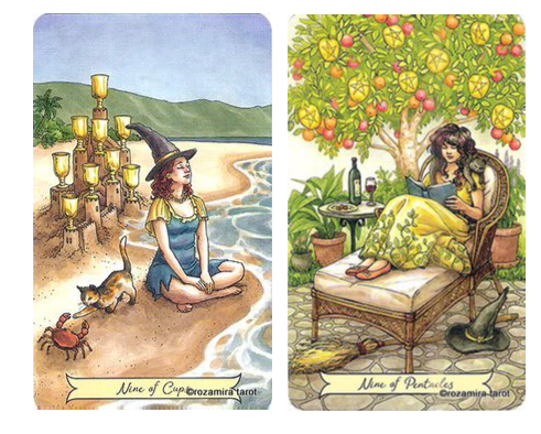 9 кубков и 9 пентаклей в колоде Повседневная Ведьма