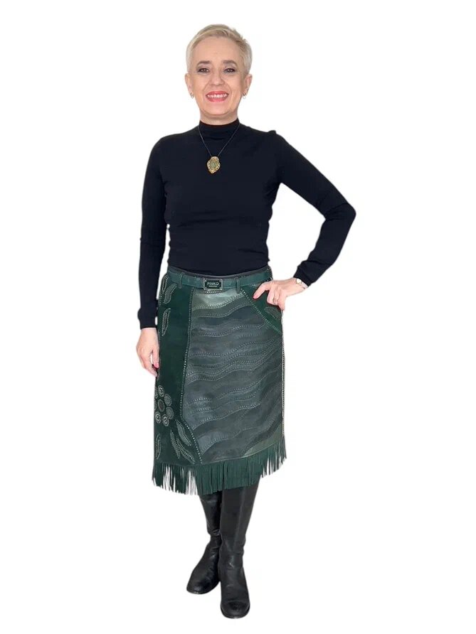 Авторская кожаная юбка "Нефрит". Ателье Ирины Берзиной.