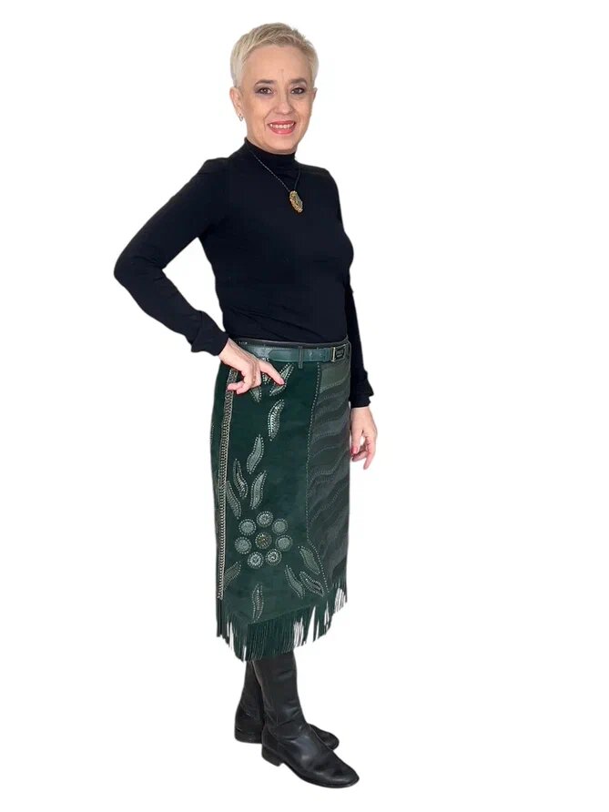 Авторская кожаная юбка "Нефрит". Ателье Ирины Берзиной.