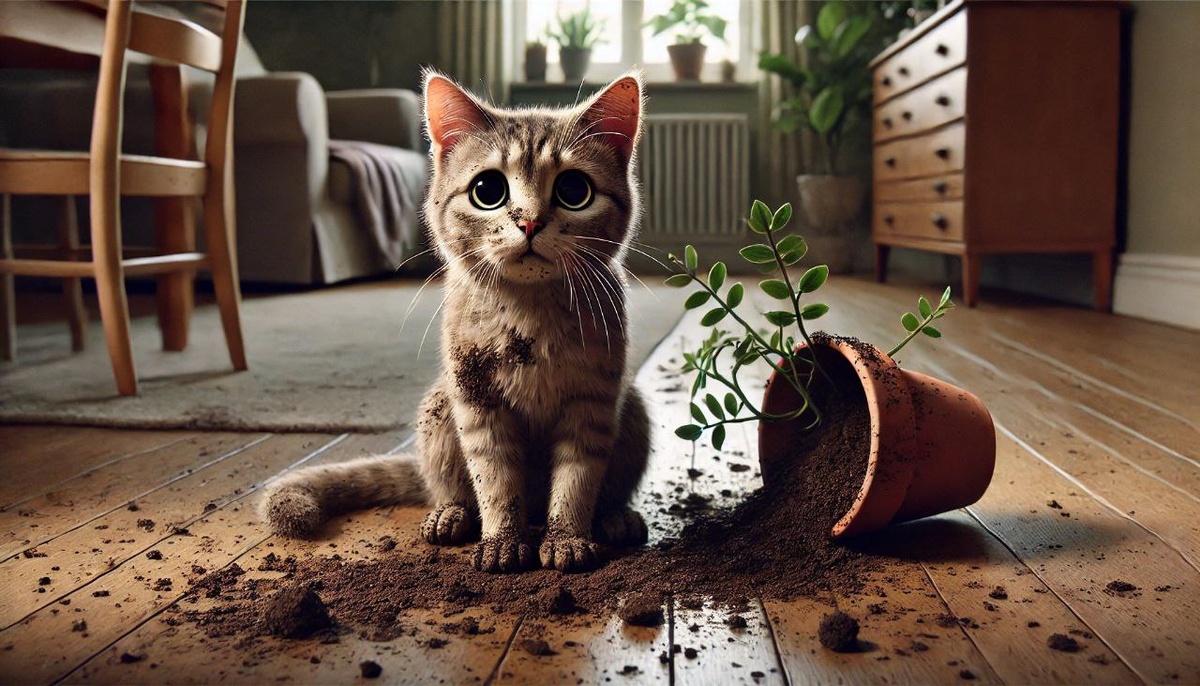 Котик испачкался