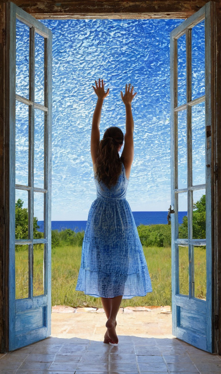 Новая синь. Иллюстрация создана с помощью нейросети StableDiffusion и программы Photoshop.