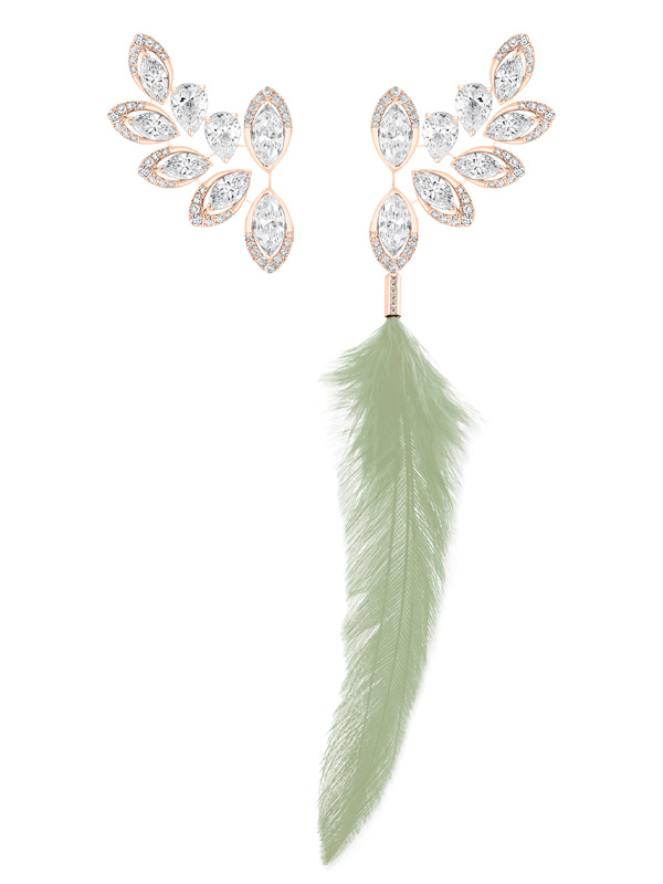 Серьги Messika Born To Be Wild из розового золота с бриллиантами и со съемной подвеской