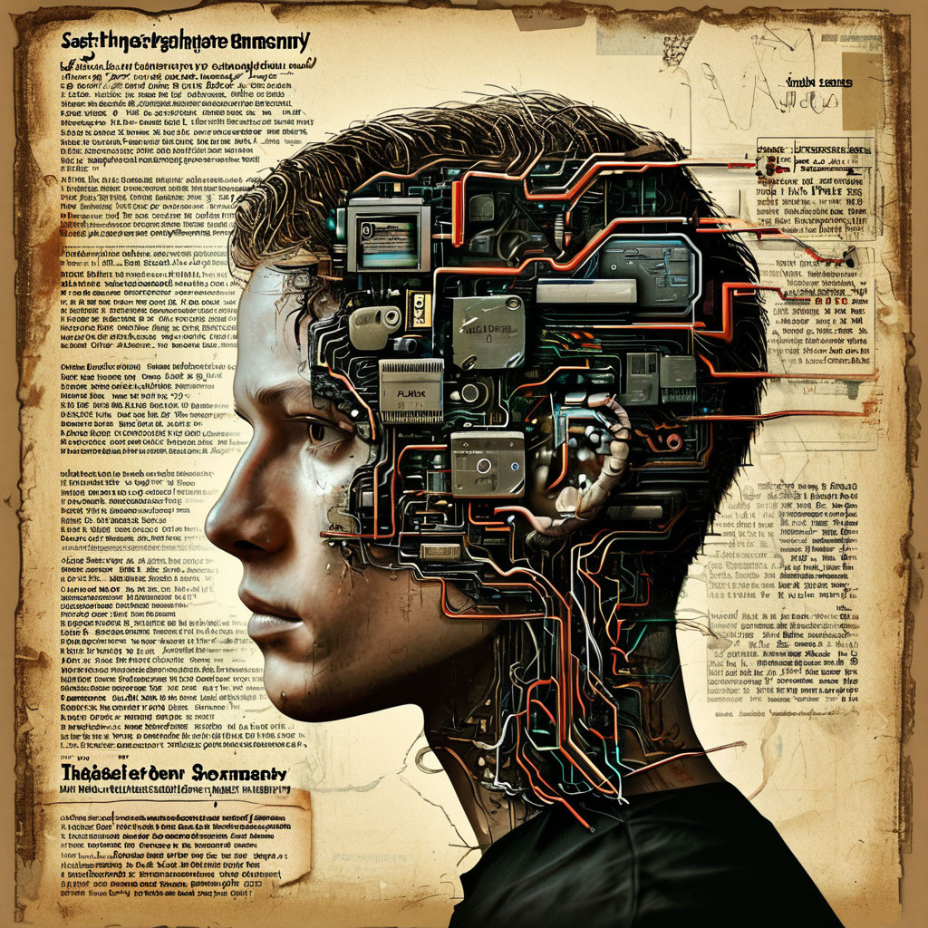  📊 Инфографика о влиянии технологий на память с центральным изображением мозга и цифровыми элементами.